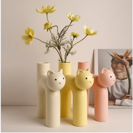 Fashionable and Cute Style Milk Tubing Cat Soft Decoration Vase Strict Selection Decoration Gift Porcelain