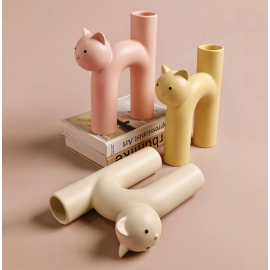 Fashionable and Cute Style Milk Tubing Cat Soft Decoration Vase Strict Selection Decoration Gift Porcelain