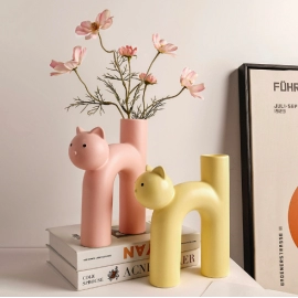 Fashionable and Cute Style Milk Tubing Cat Soft Decoration Vase Strict Selection Decoration Gift Porcelain