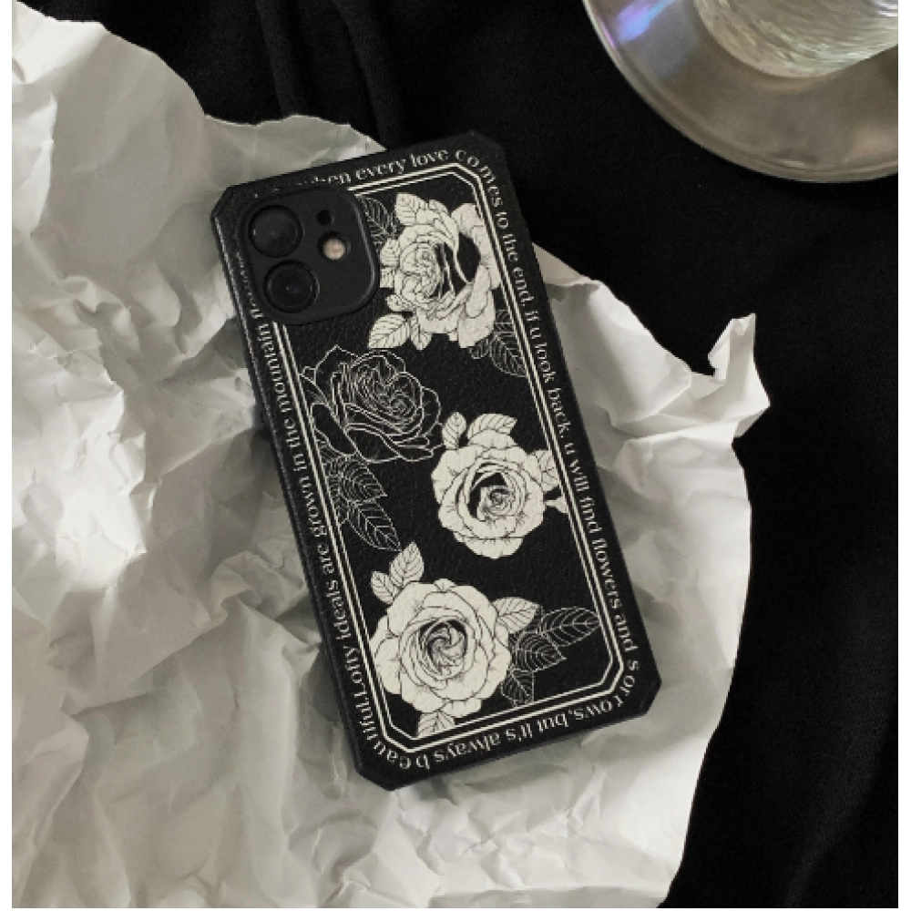 Cool Wind ins Vintage Black and White Rose Suitable for iPhone 14pro max Apple 11/12 Phone Case 13 Cool Wind ins Vintage Black and White Rose Suitable for iPhone 14pro max Apple 11/12 Phone Case 13