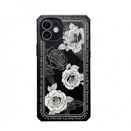 Cool Wind ins Vintage Black and White Rose Suitable for iPhone 14pro max Apple 11/12 Phone Case 13