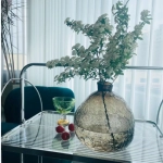 European style large cold patterned coffee colored glass vase, living room dining table flower arrangement vase, irregular hydroponic flower decoration