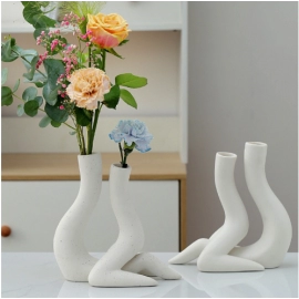 Nordic style ceramic vase, minimalist human body flower arrangement, living room home decoration, modern decoration creativity