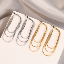 New Snake Bone Chain Tassel Earrings for Women's Summer Personalized Fashion Temperament Earrings with Advanced Feeling and Cold Style Earrings